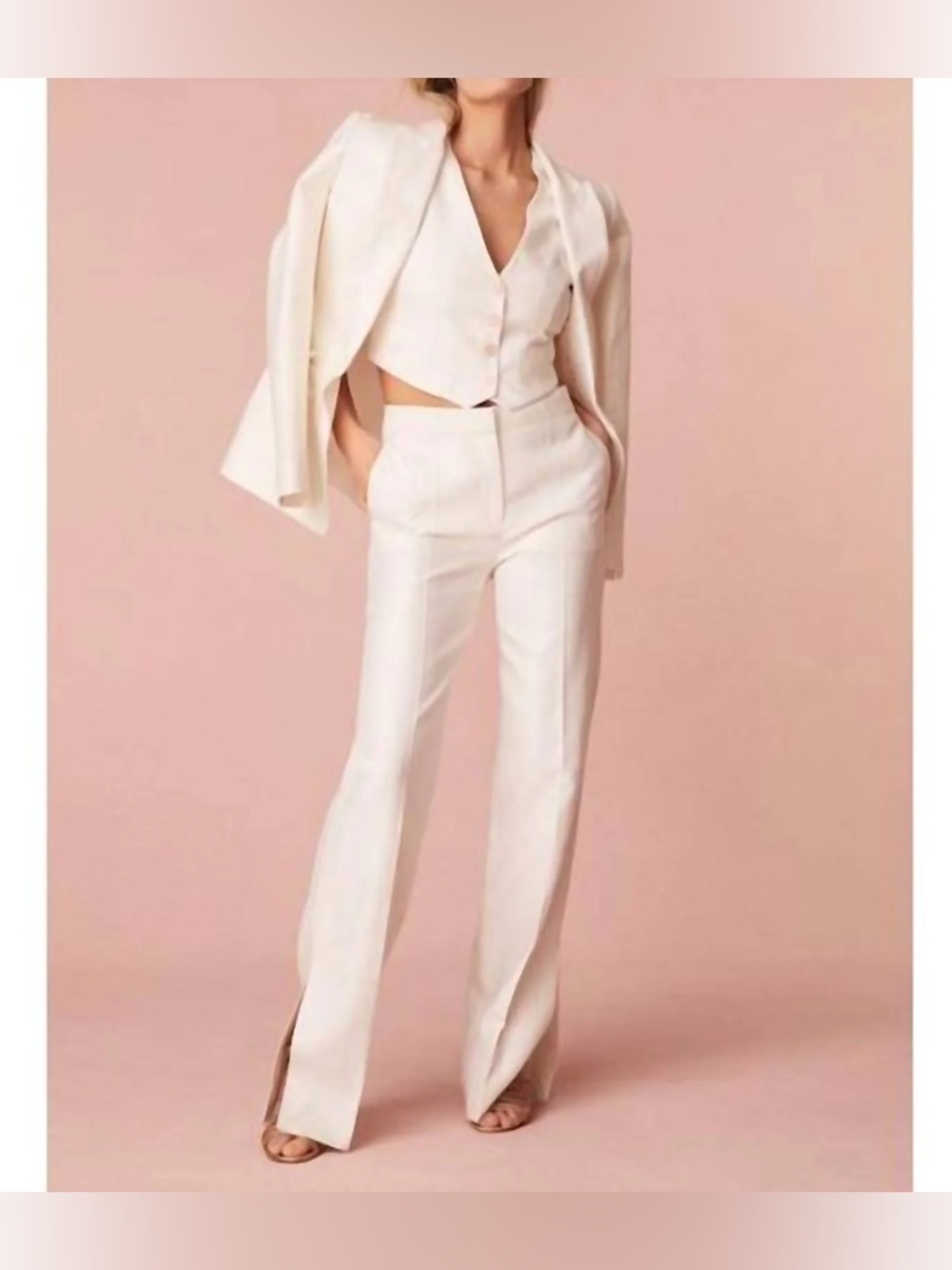 Women's Cream Blazer Vest
